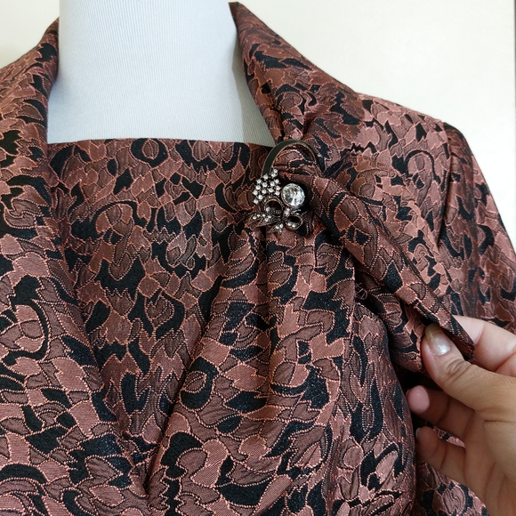 Vintage 80's Carissimo Rose Gold Metallic Embroidered Peplum Elegant Blazer - Picture 4 of 15